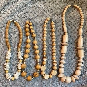 Wood Bead Necklaces Lot of 4